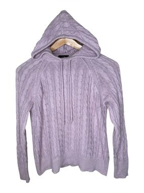 J. Crew Cable Knit Hoodie Sweater Cotton Cashmere Blend Size Small Lavender